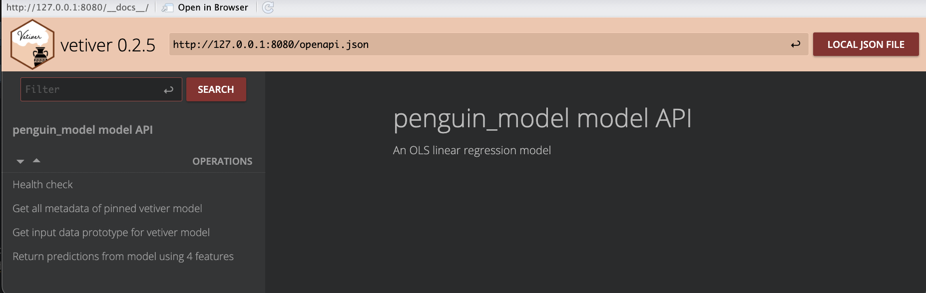 plumber API for vetiver model