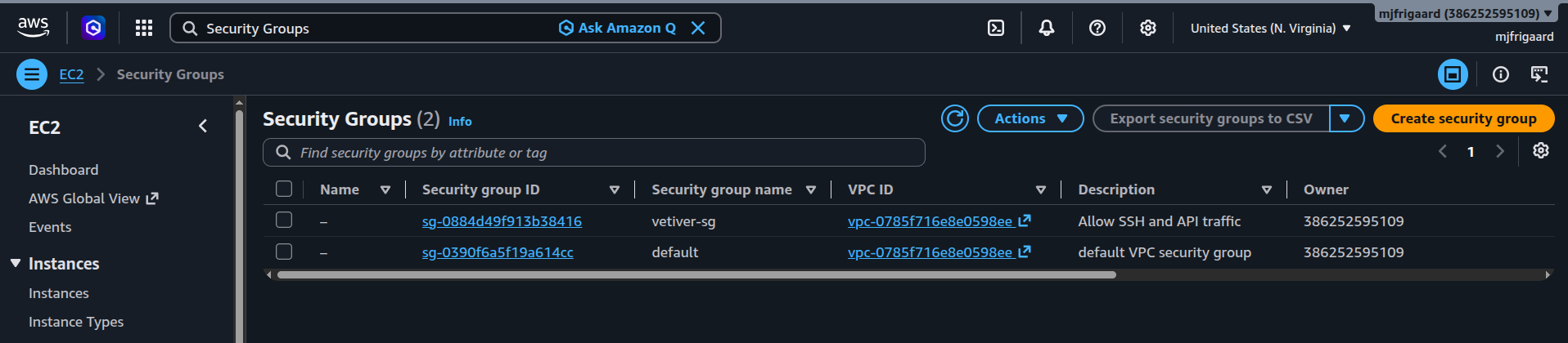 Click to enlarge Security Groups in AWS Console